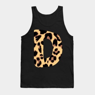 Letter D Initial Cheetah Monogram Sticker Tank Top